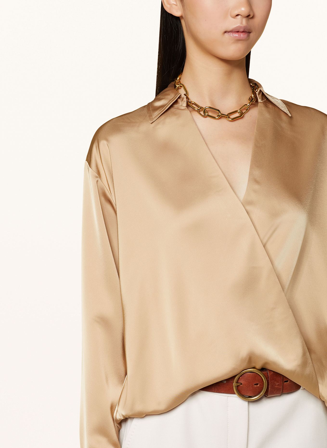 LAUREN RALPH LAUREN Satin shirt blouse in wrap look, Color: GOLD (Image 4)