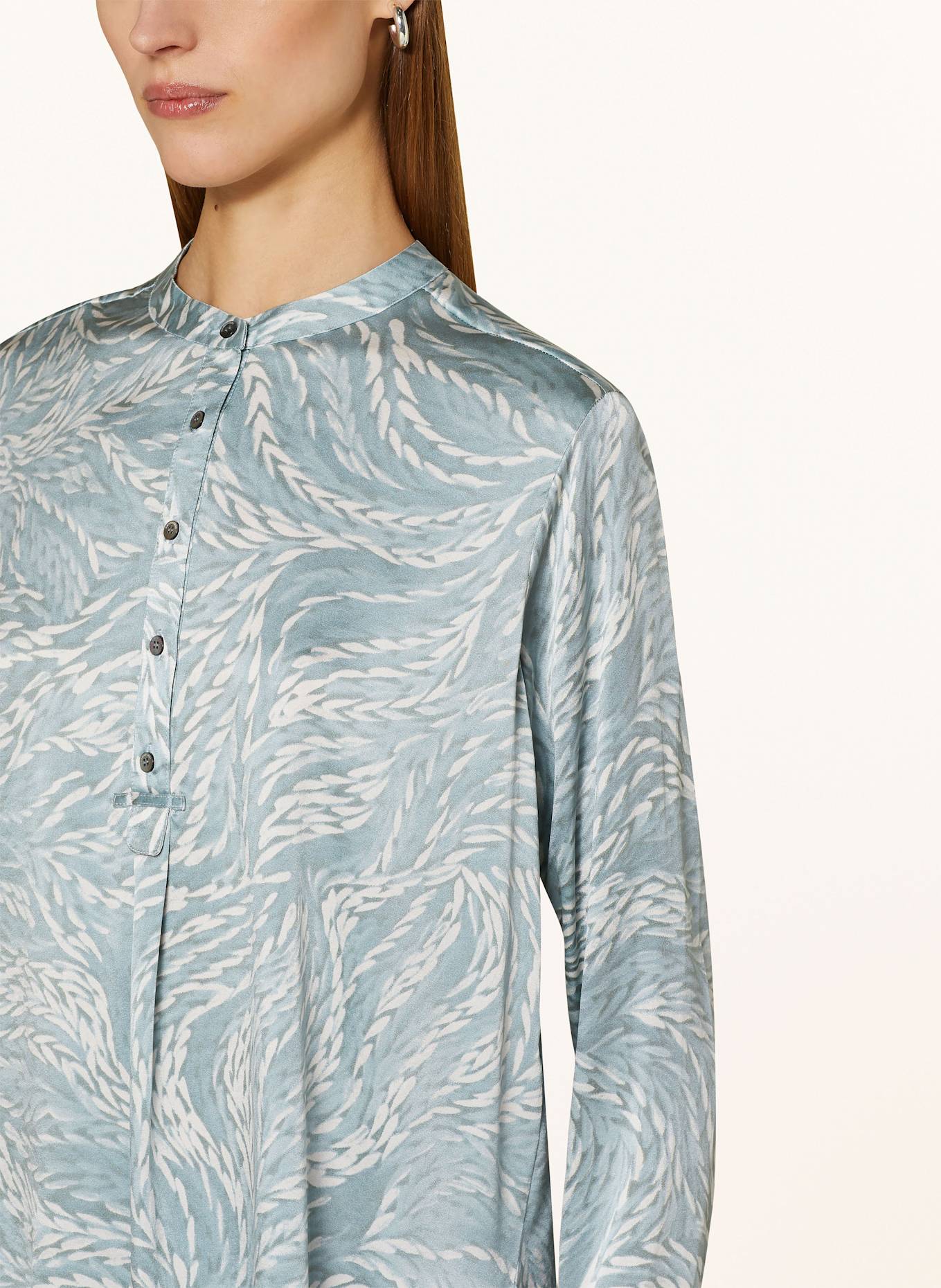HEMISPHERE Blusenshirt FERITA aus Seide: PETROL / MINT / ECRU