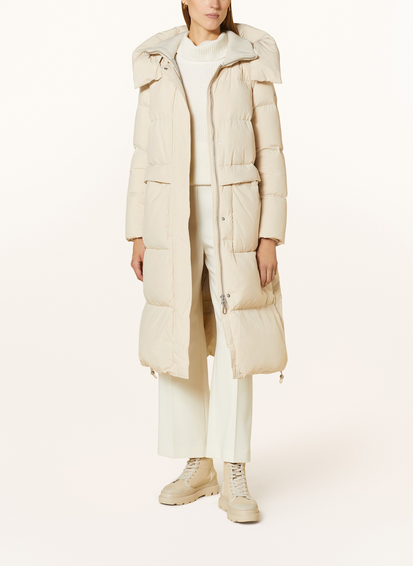 DUNO Péřový kabát FULLY s odnímatelnou kapucí: KRÉMOVÁ