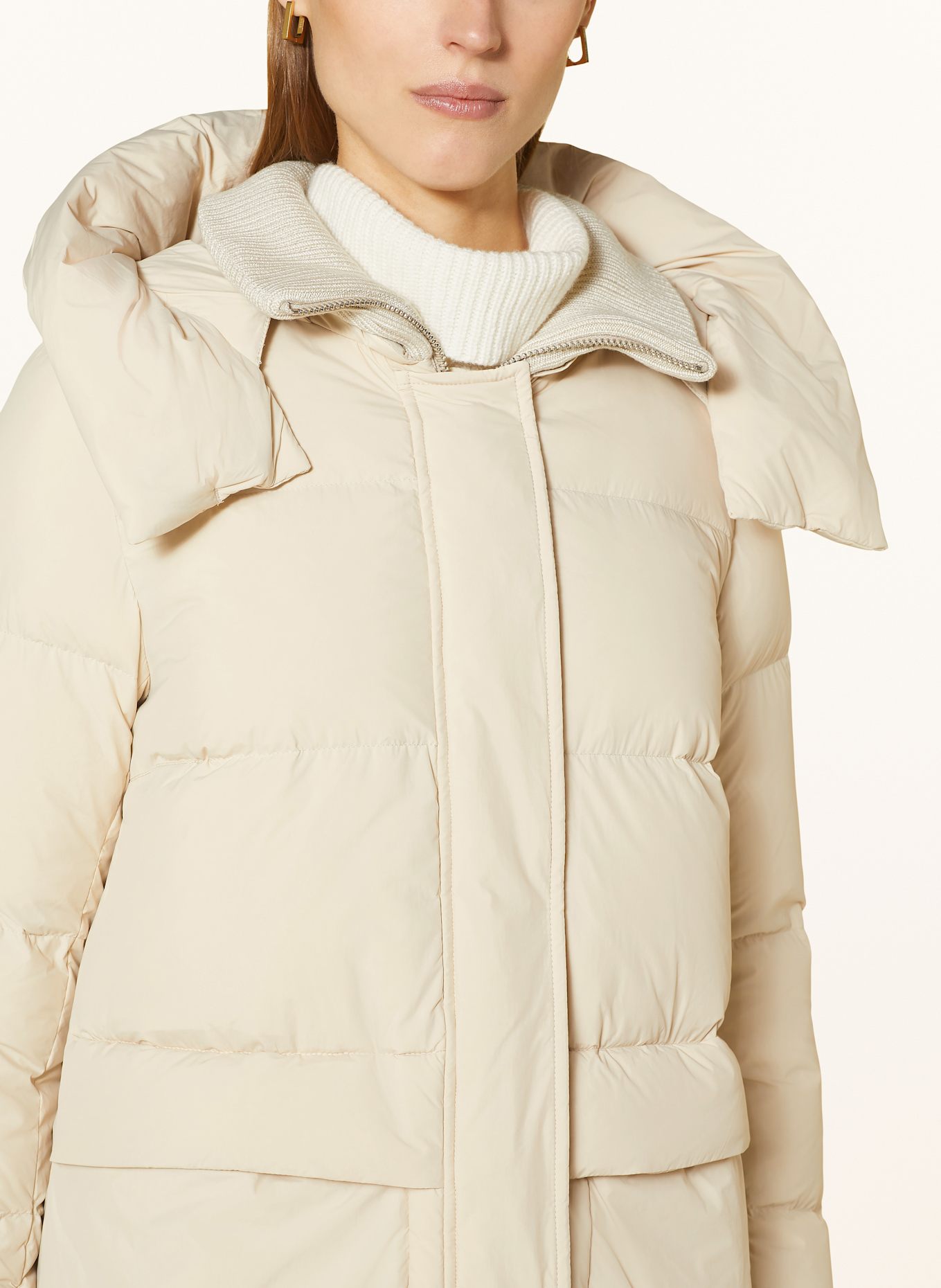 DUNO Péřový kabát FULLY s odnímatelnou kapucí: KRÉMOVÁ