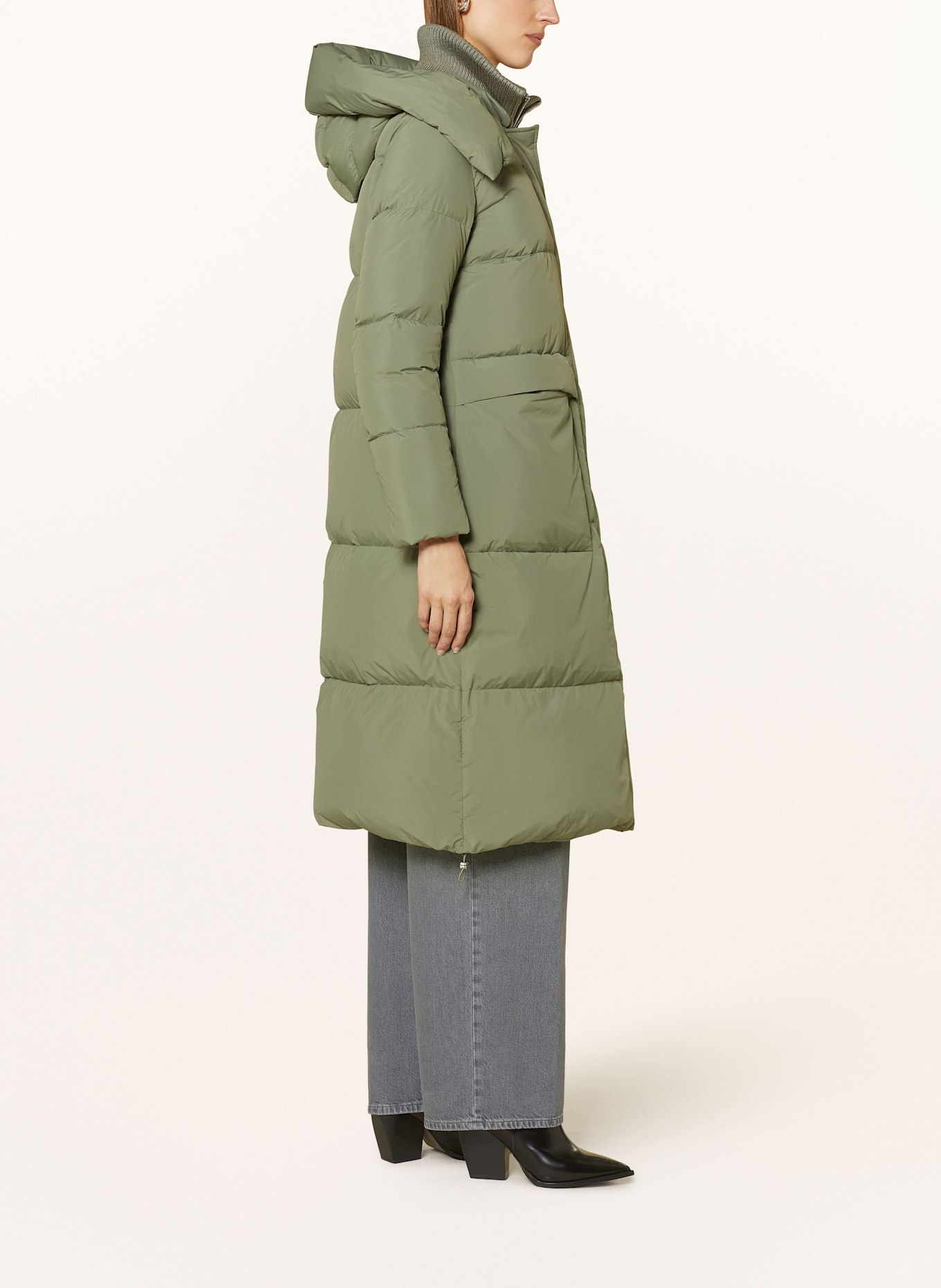 DUNO Péřový kabát FULLY s odnímatelnou kapucí: ZELENÁ