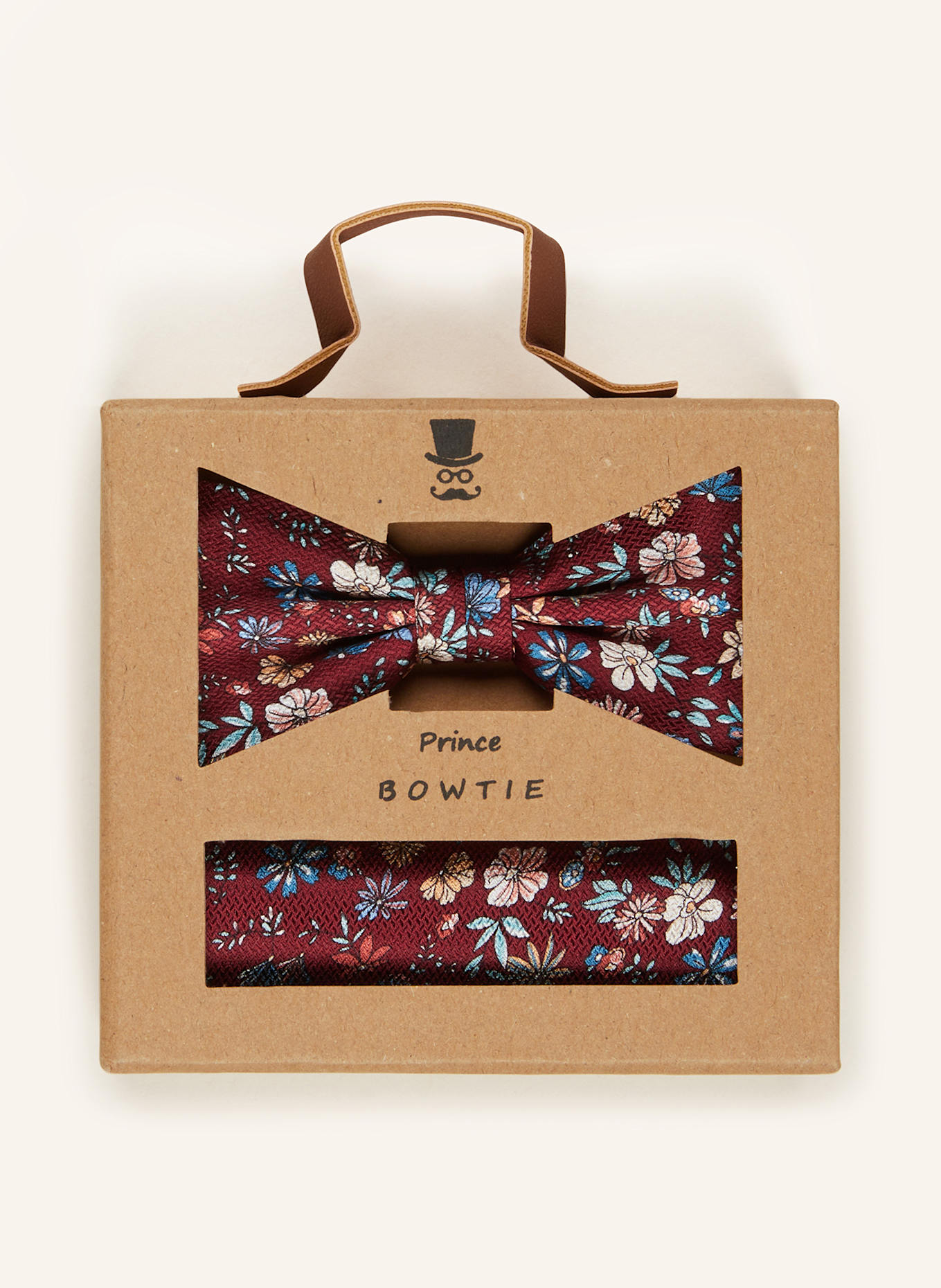 Prince BOWTIE Set: Fliege und Einstecktuch: DUNKELROT / BLAU / GRÜN