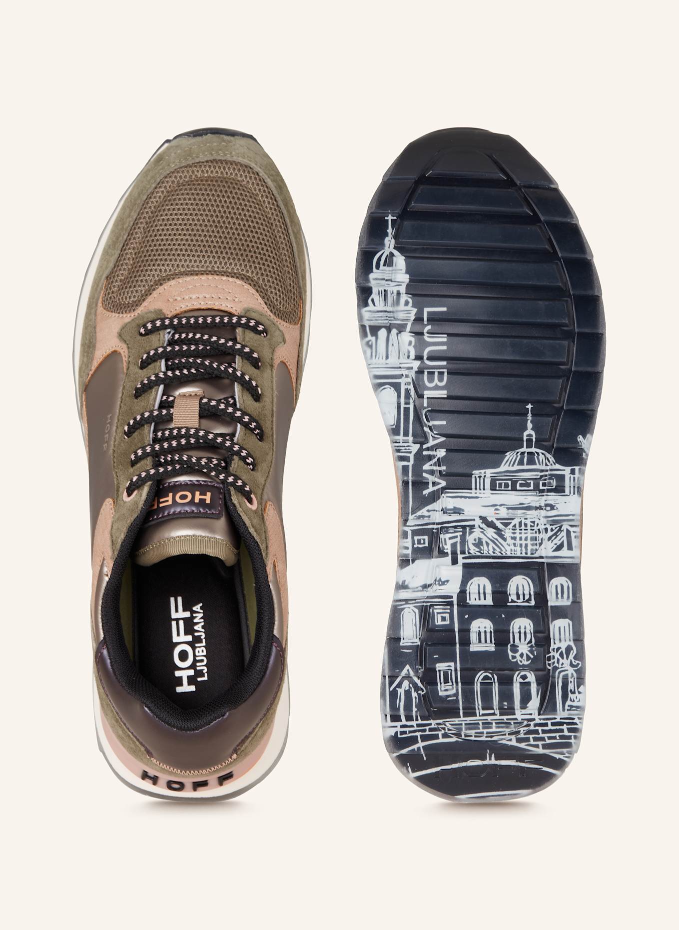 HOFF Sneakersy LJUBLJANA: KHAKI / RÓŻOWOZLOTY / CIEMNOPOMARAŃCZOWY