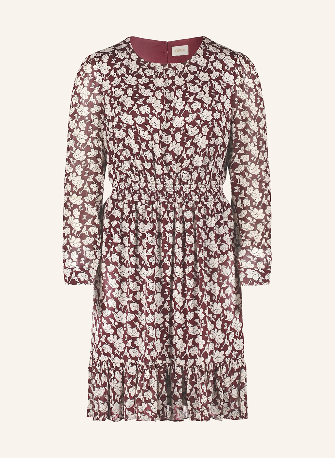 CARTOON Dress with ruffles: DARK RED / LIGHT PINK