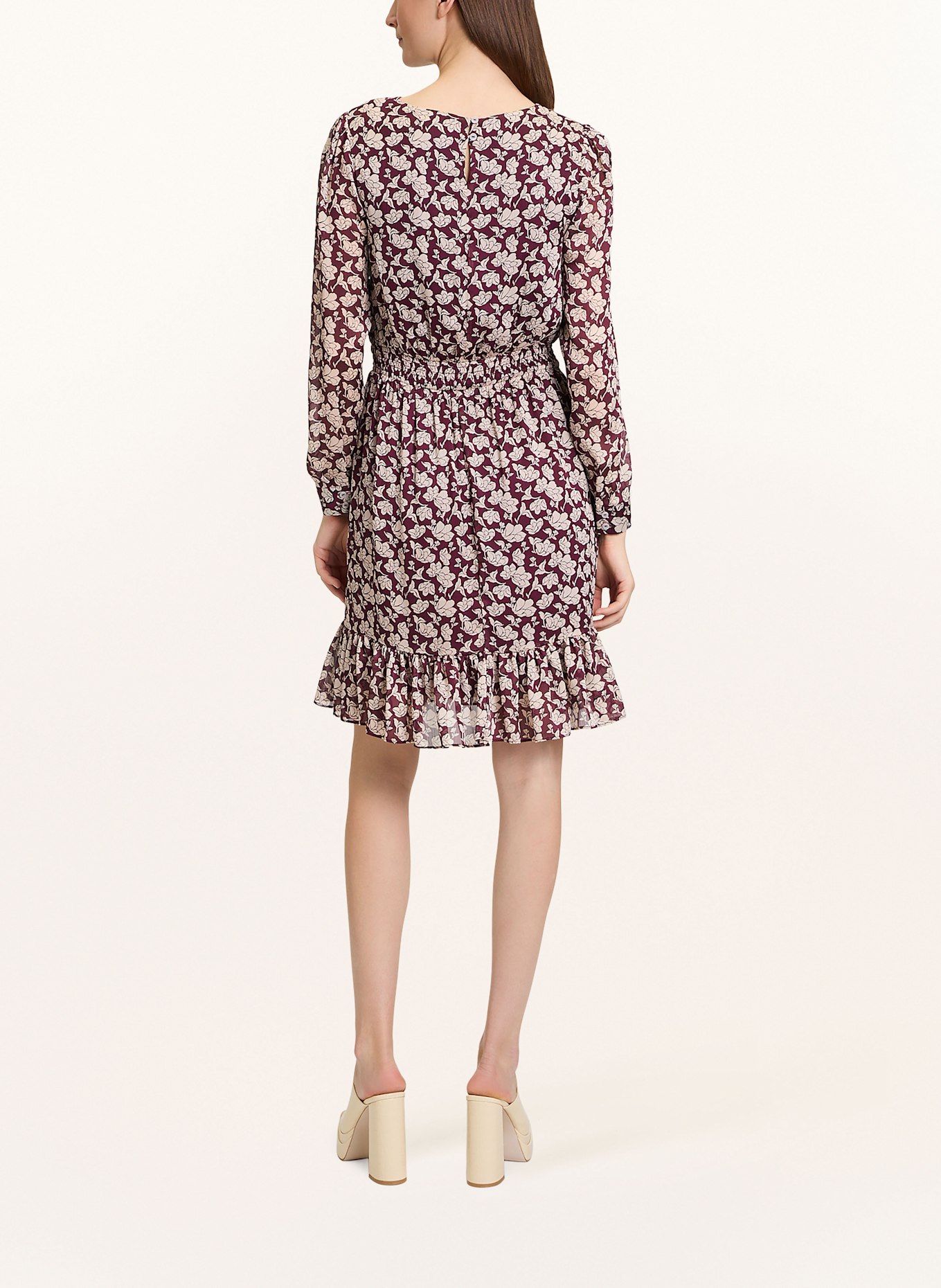 CARTOON Dress with ruffles: DARK RED / LIGHT PINK