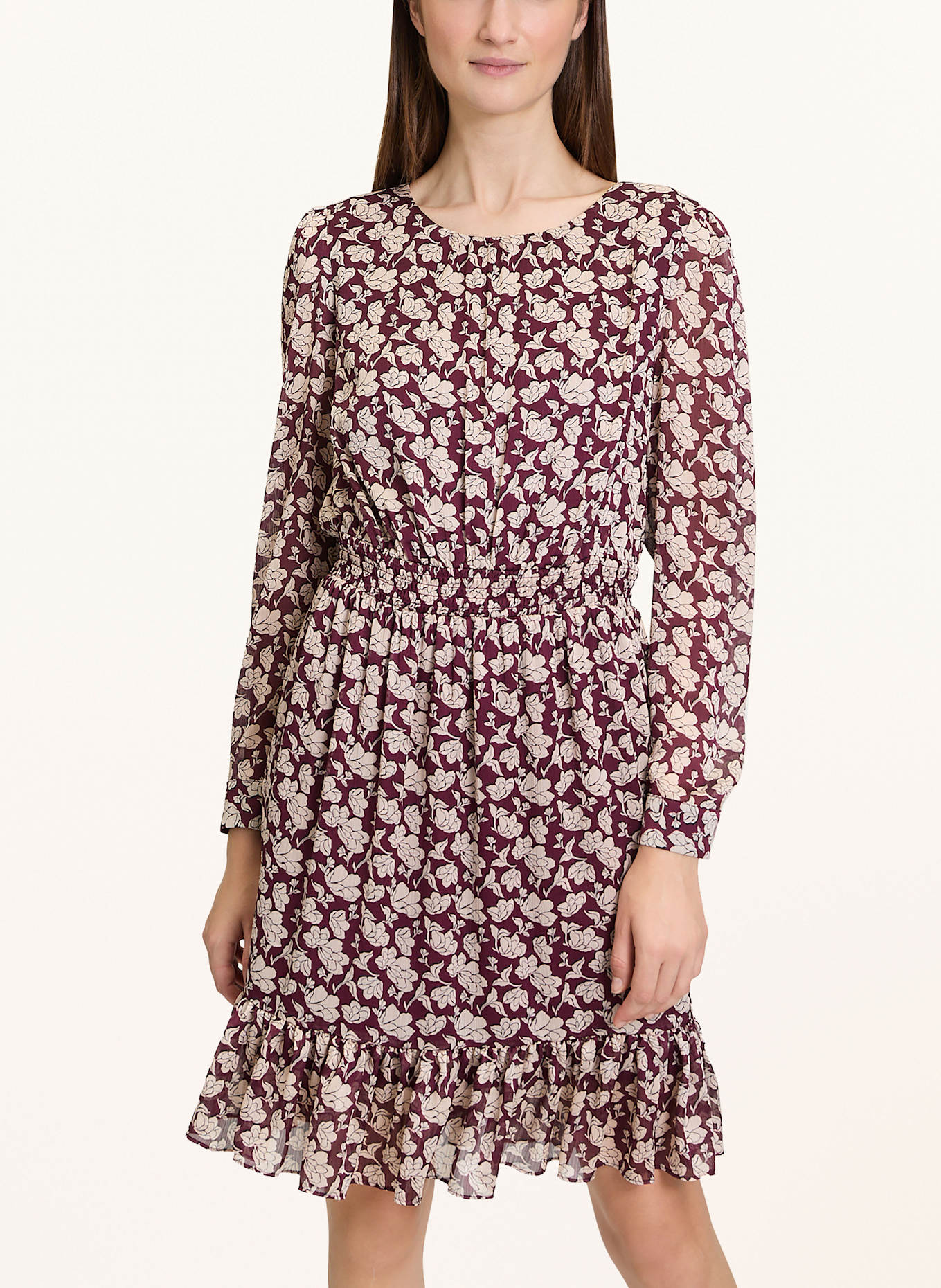 CARTOON Dress with ruffles: DARK RED / LIGHT PINK