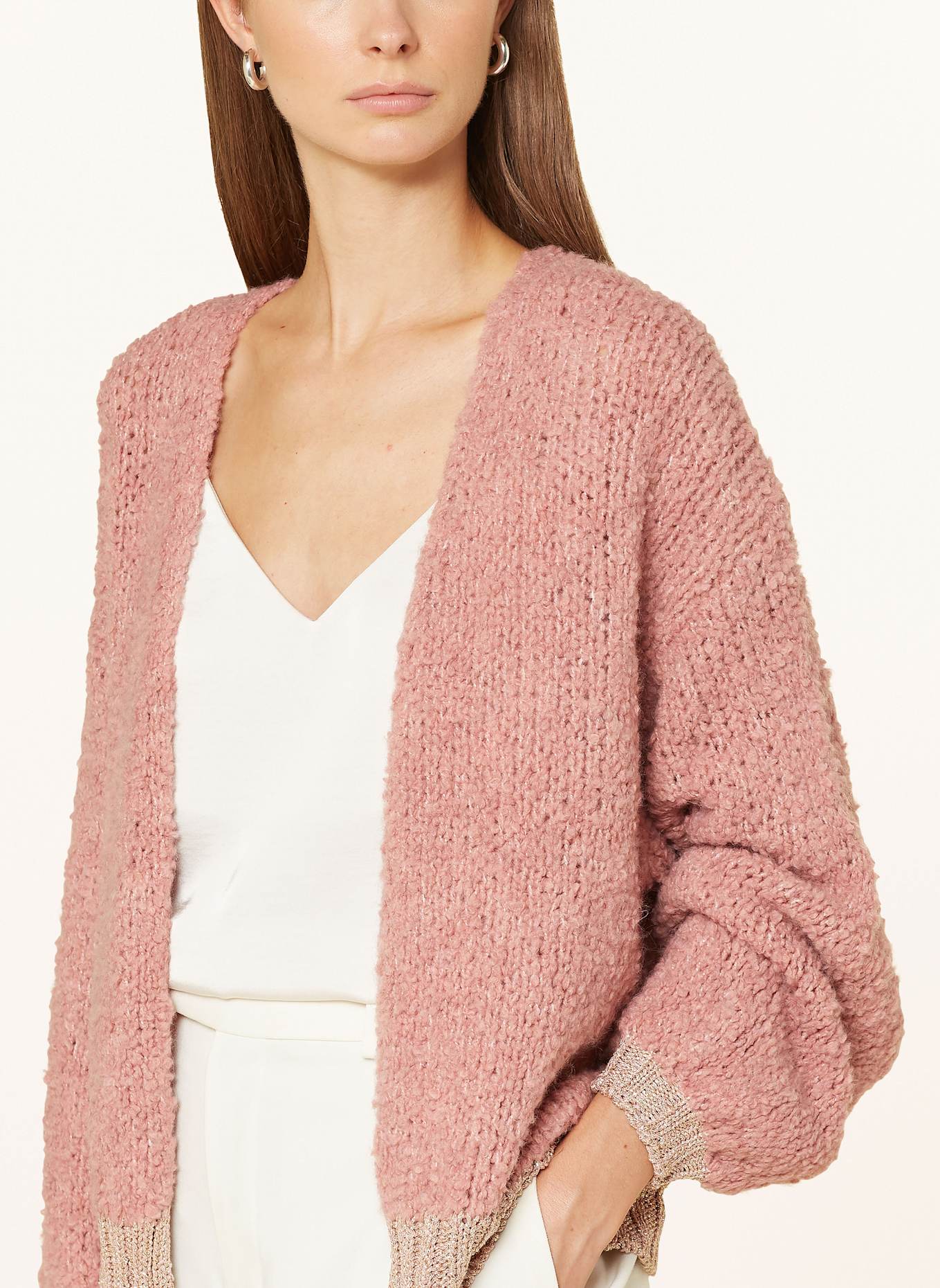 CARTOON Knit cardigan with glitter thread in rose gold