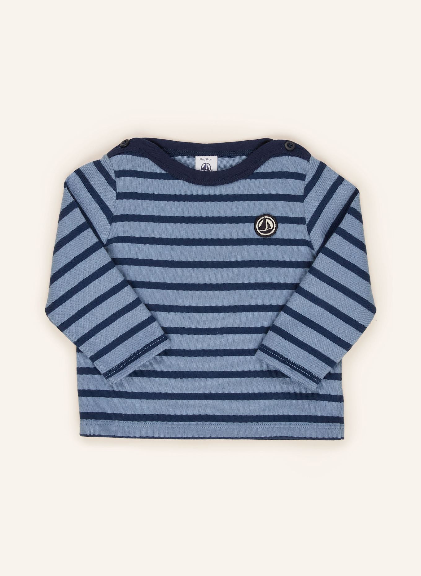 PETIT BATEAU long-sleeved shirt: BLUE / DARK BLUE