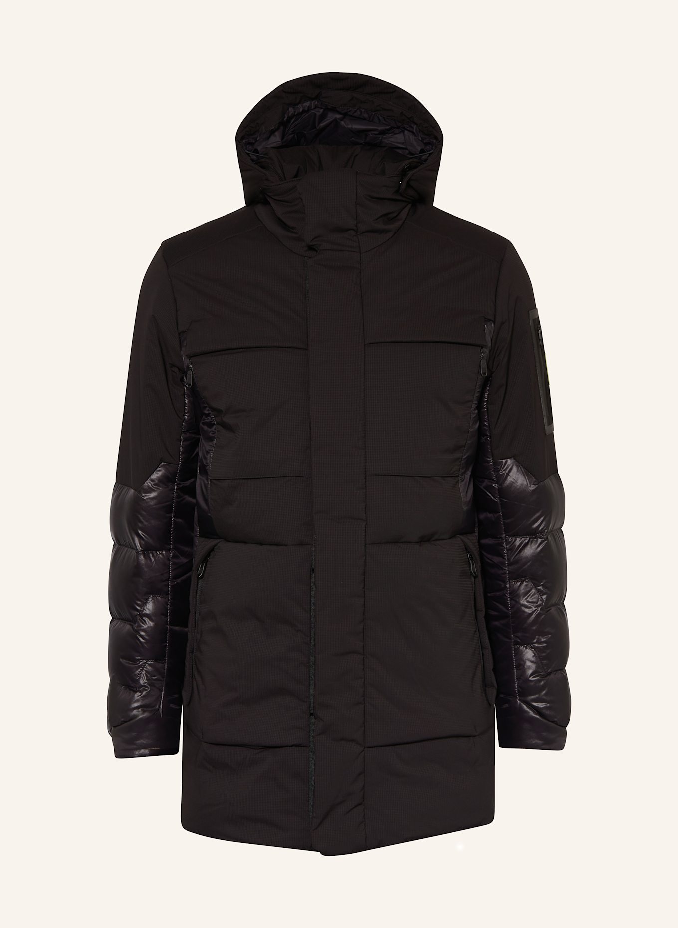 BOSS Lightweight-Daunenjacke EAMS mit abnehmbarer Kapuze: SCHWARZ