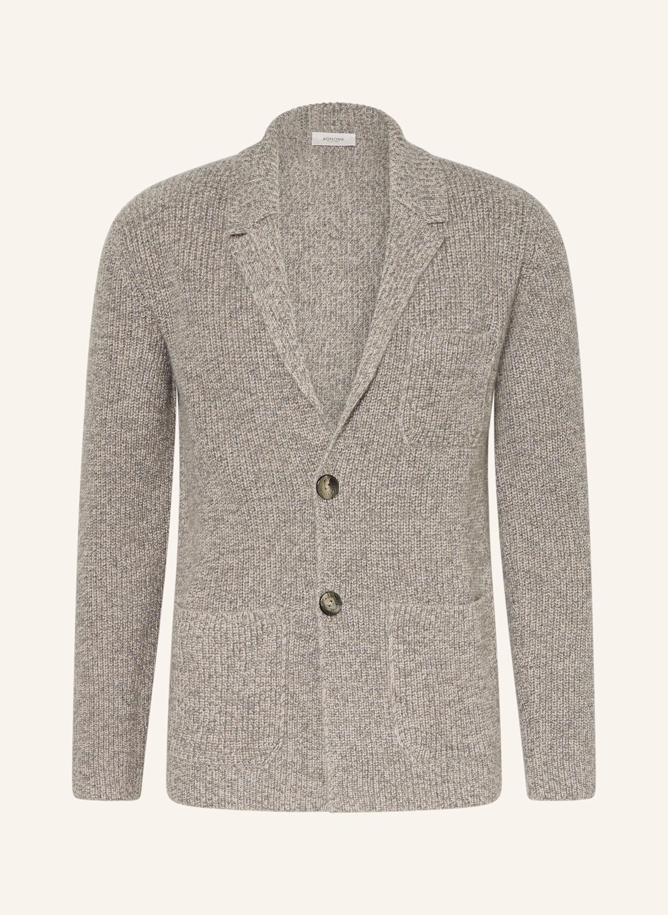 AGNONA Cashmere cardigan in gray taupe white