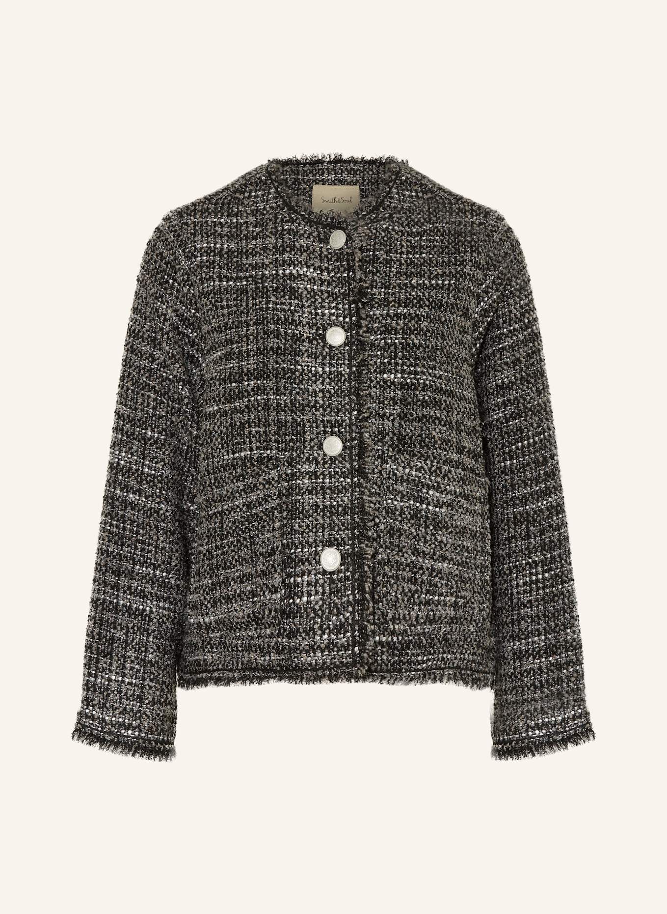 Smith & Soul Tweed jacket with glitter thread in black/ gray