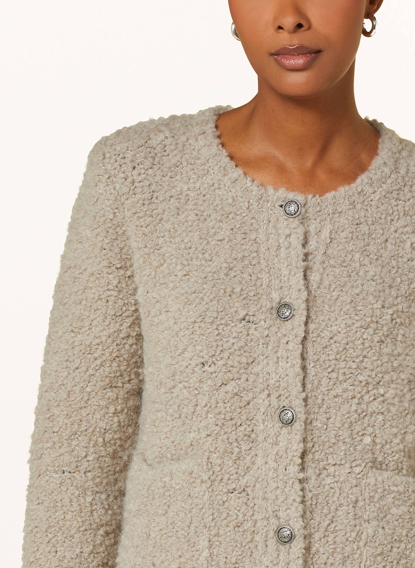 Boucle Cardigan Cecil Strickjacke Beige Strickjacke Damen Boucle