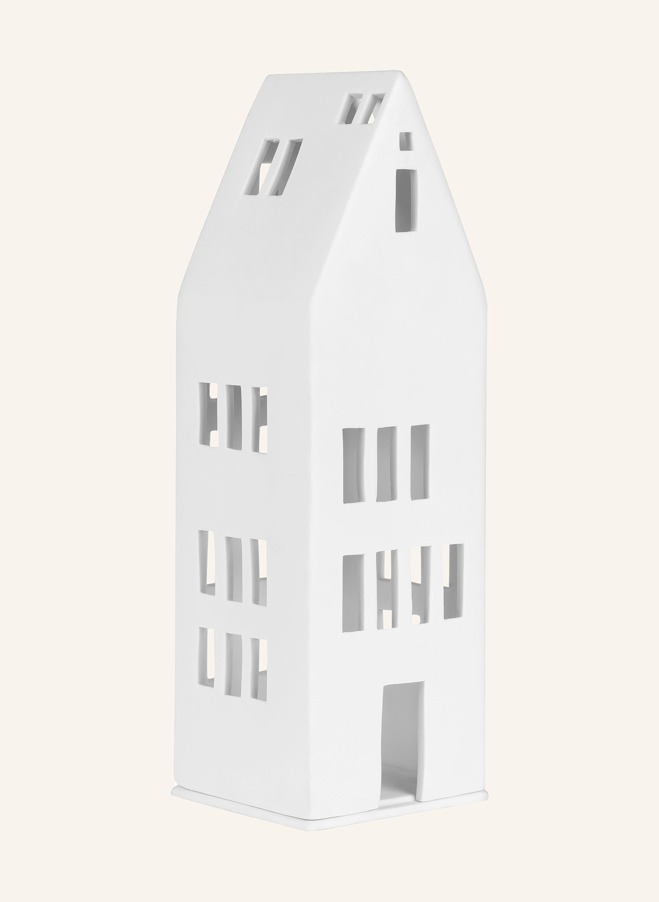 RÄDER Dekofigur LICHTHAUS GROSSE FENSTER LARGE mit Teelichthalter: WEISS