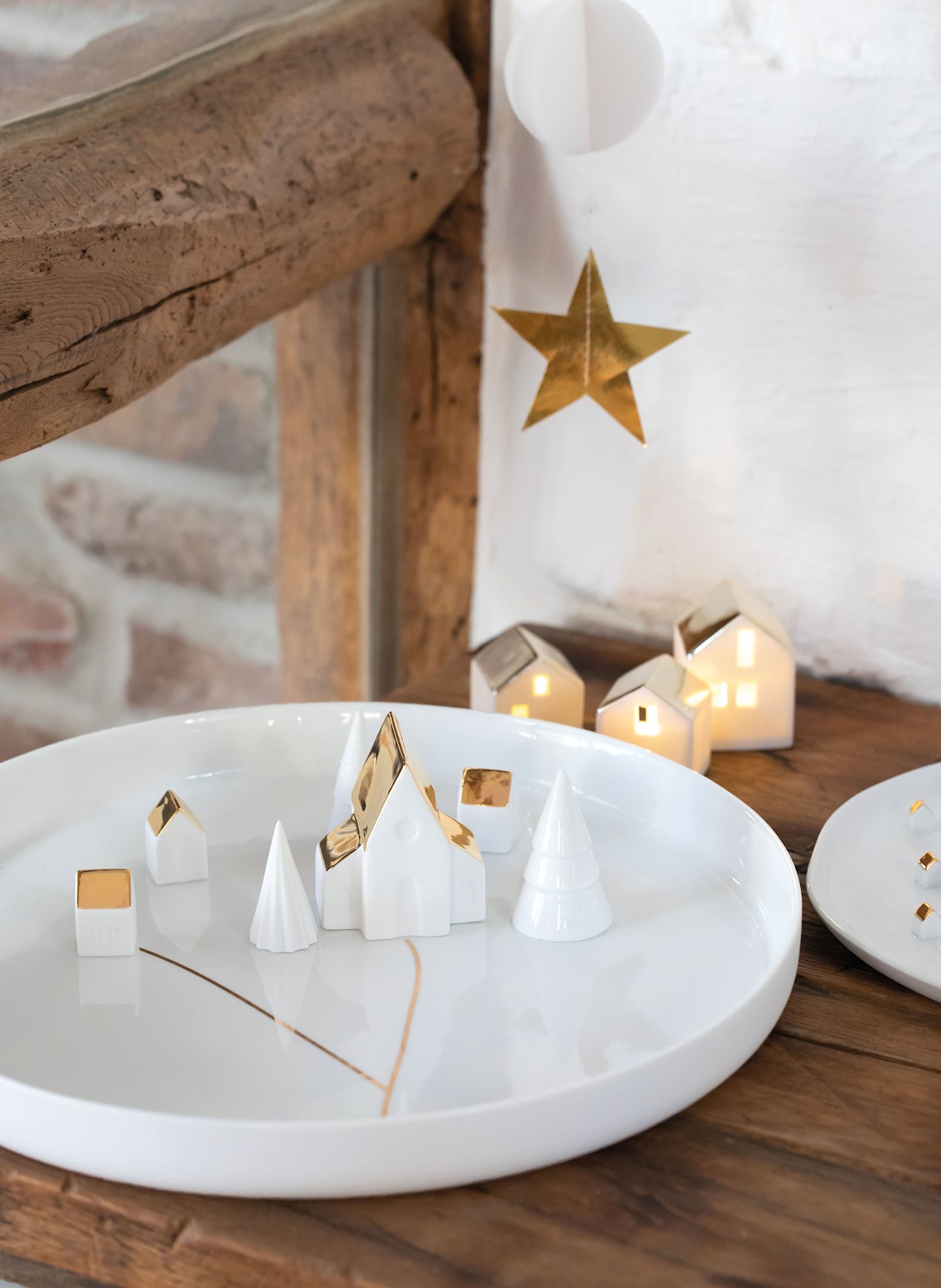 RÄDER Schale DÖRFCHEN: WEISS / GOLD