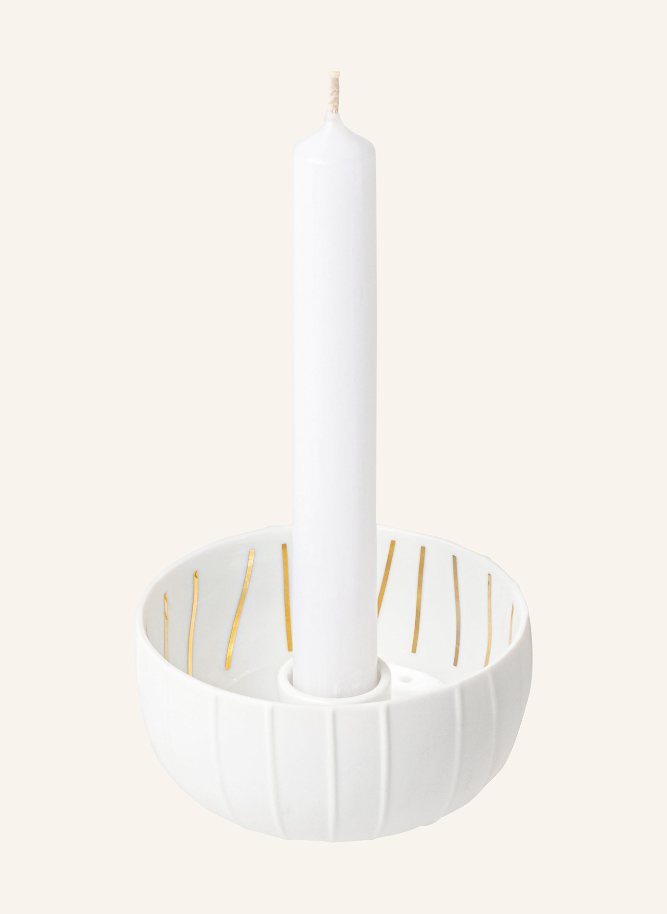 RÄDER Kerzenhalter STREIFEN: WEISS / GOLD