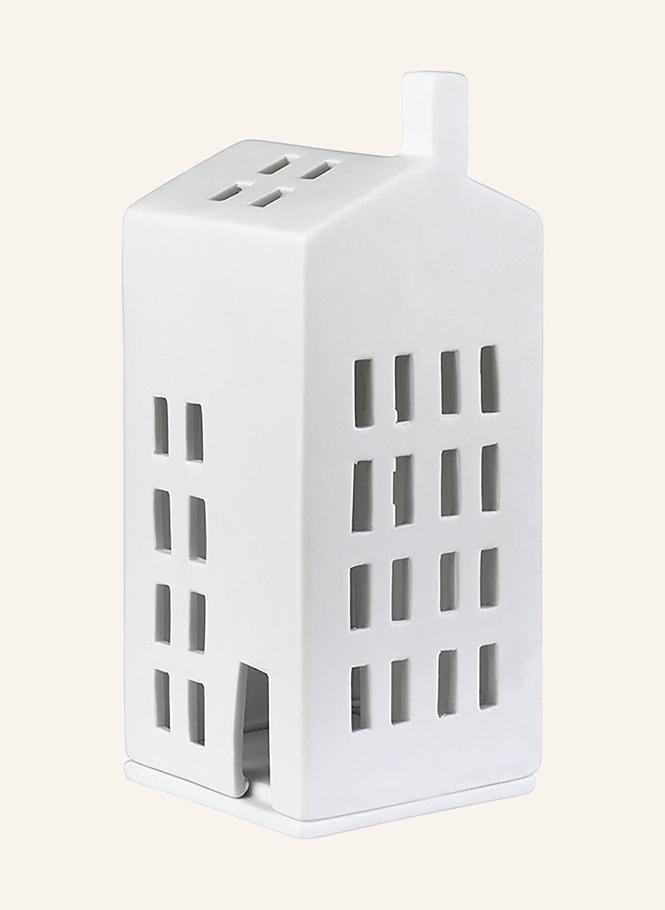 RÄDER Dekofigur LICHTHAUS KLEINE FENSTER SMALL mit Teelichthalter: WEISS