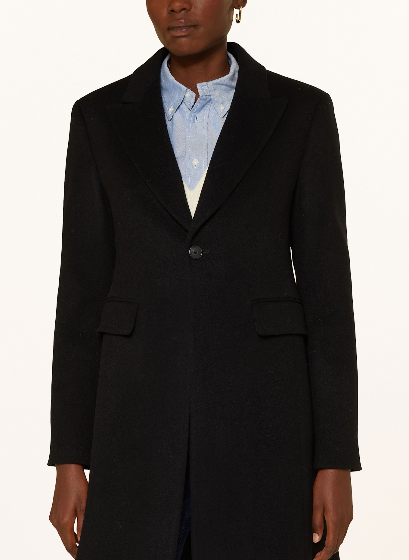 POLO RALPH LAUREN Wool coat: BLACK