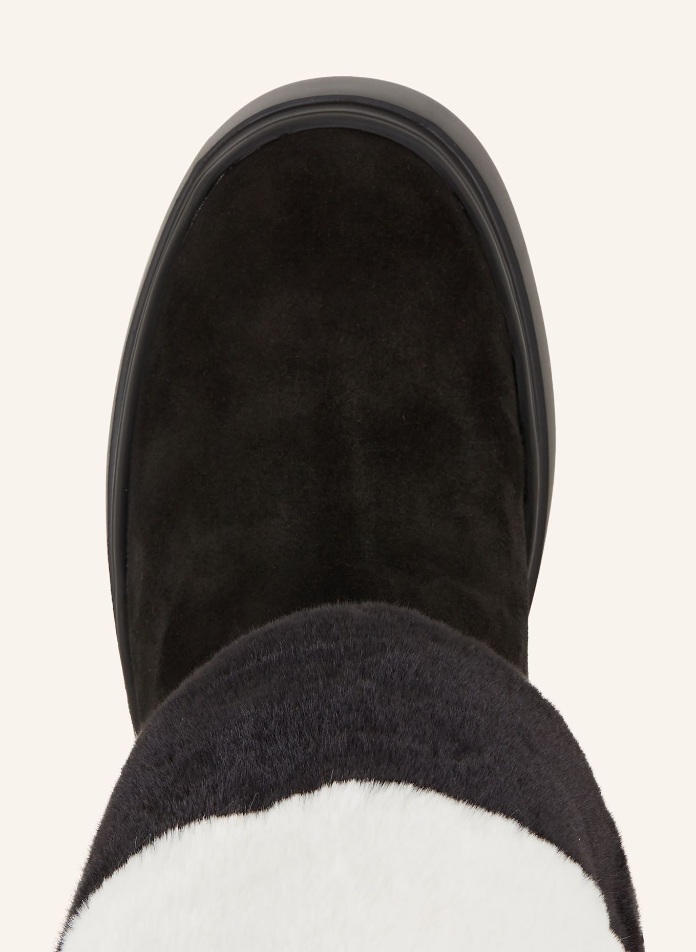 CASADEI Plateau-Boots mit Kunstfell: SCHWARZ / WEISS