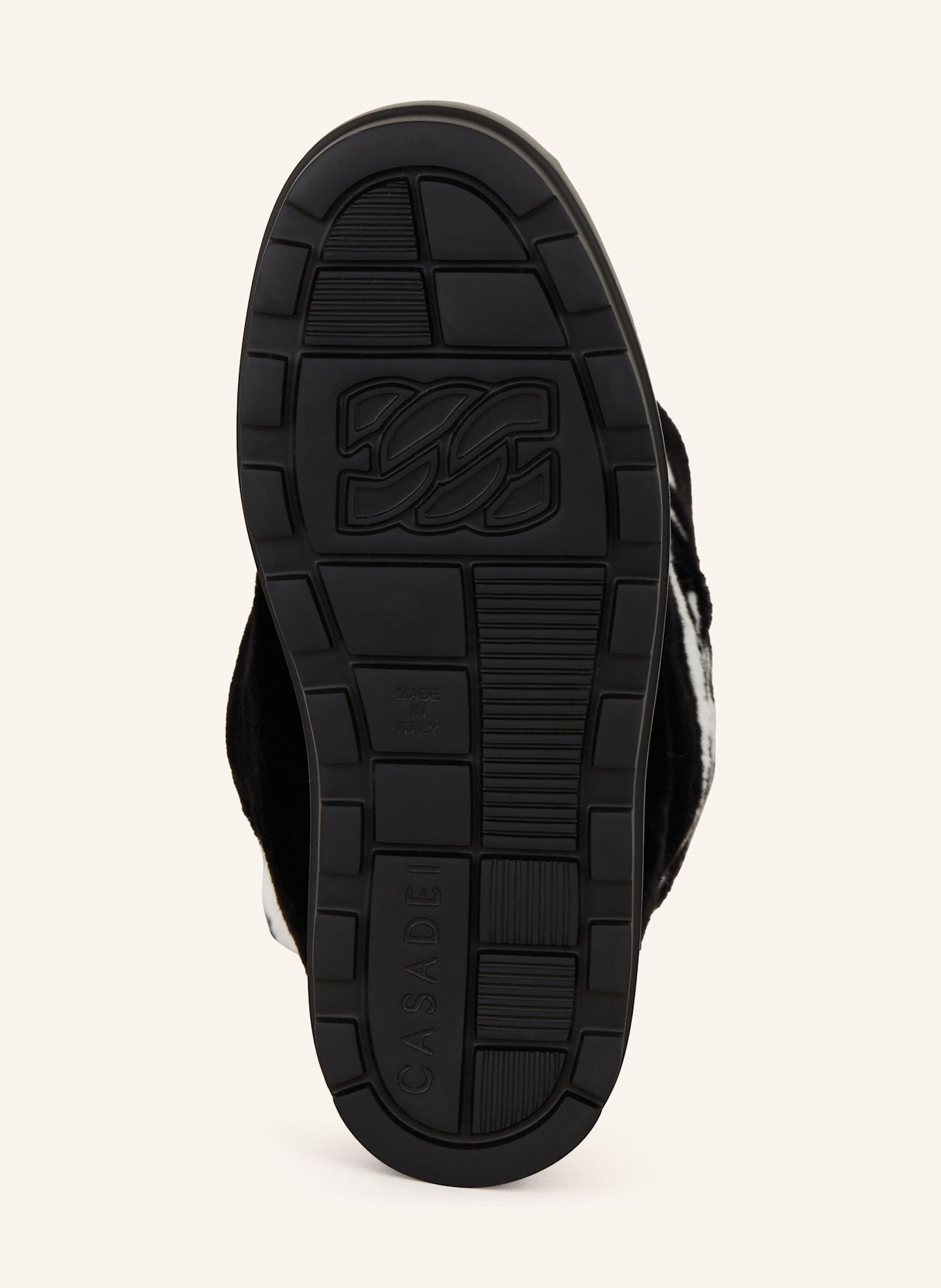 CASADEI Plateau-Boots mit Kunstfell: SCHWARZ / WEISS