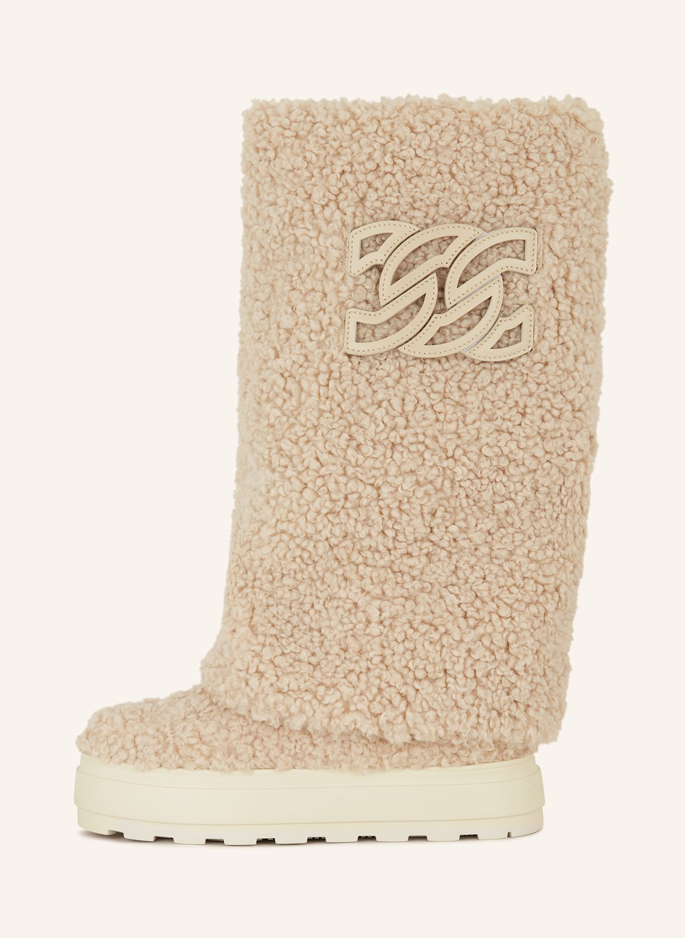 CASADEI Plateau Boots mit Teddyfell in creme