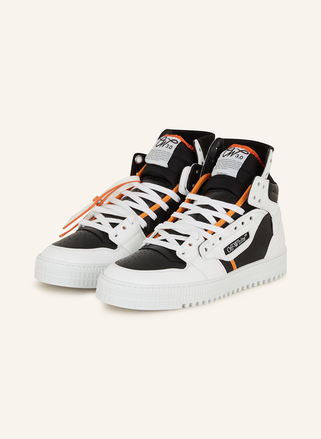 Off White Hightop Sneaker OFF COURT 3.0 in weiss schwarz orange