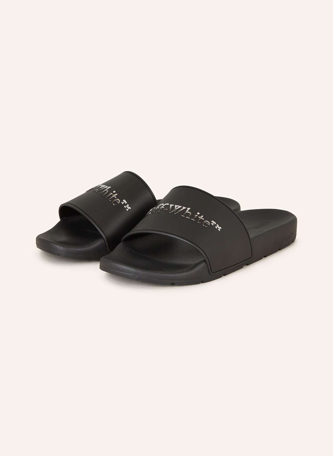 Off White Slides BOOKISH GRADIENT in black silver