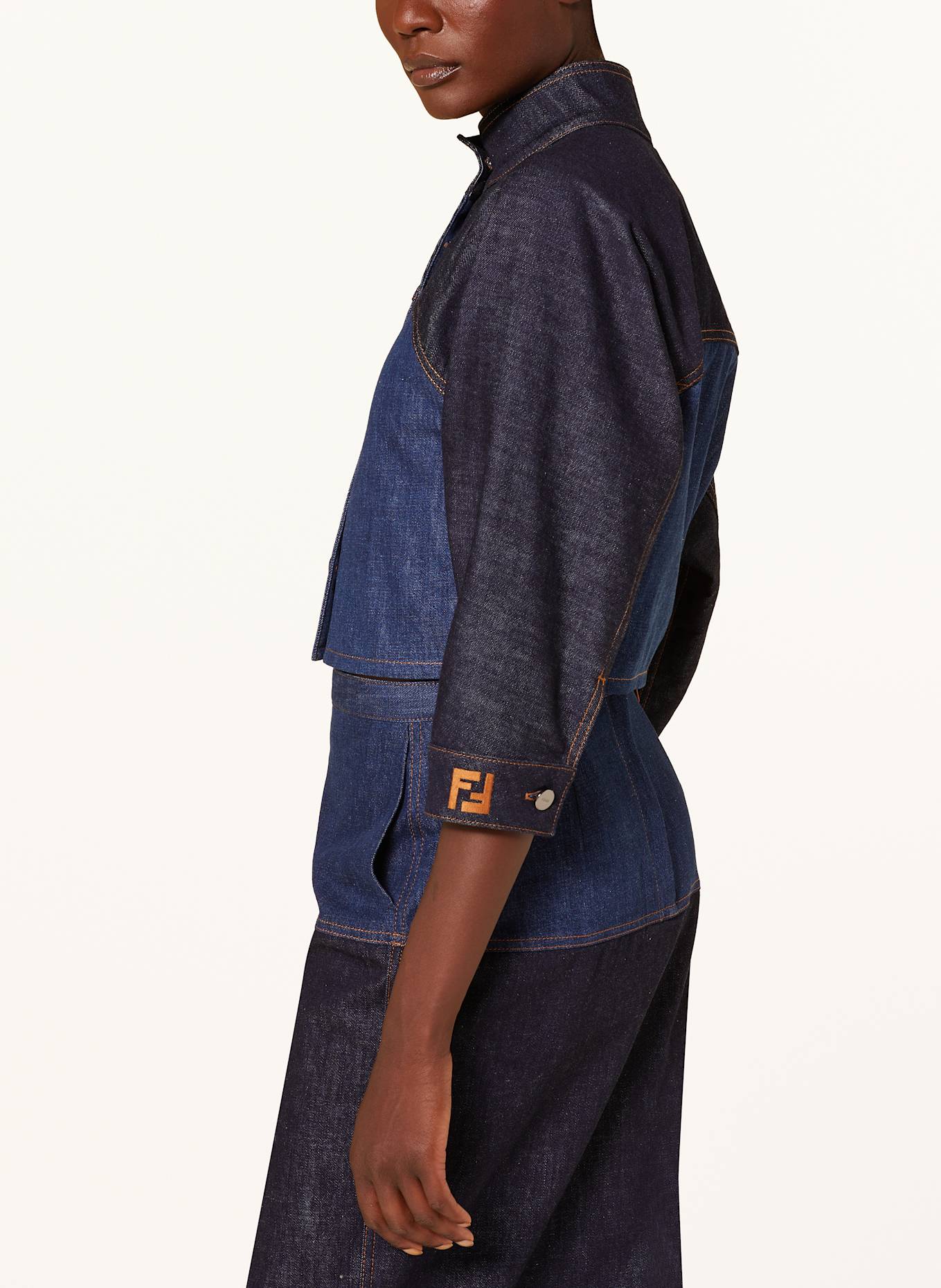 FENDI Cropped-Jeansjacke mit 3/4-Arm: F1PNC POSEIDON