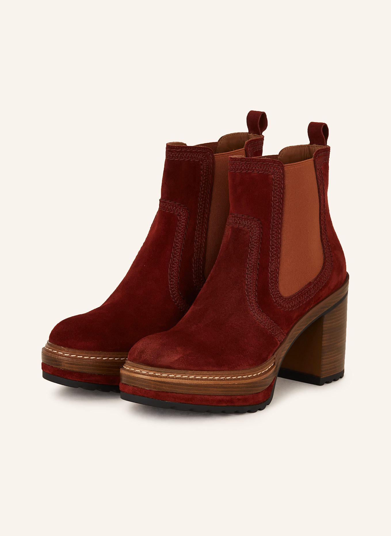 PONS QUINTANA Botki OLIVIA: CIEMNOCZERWONY