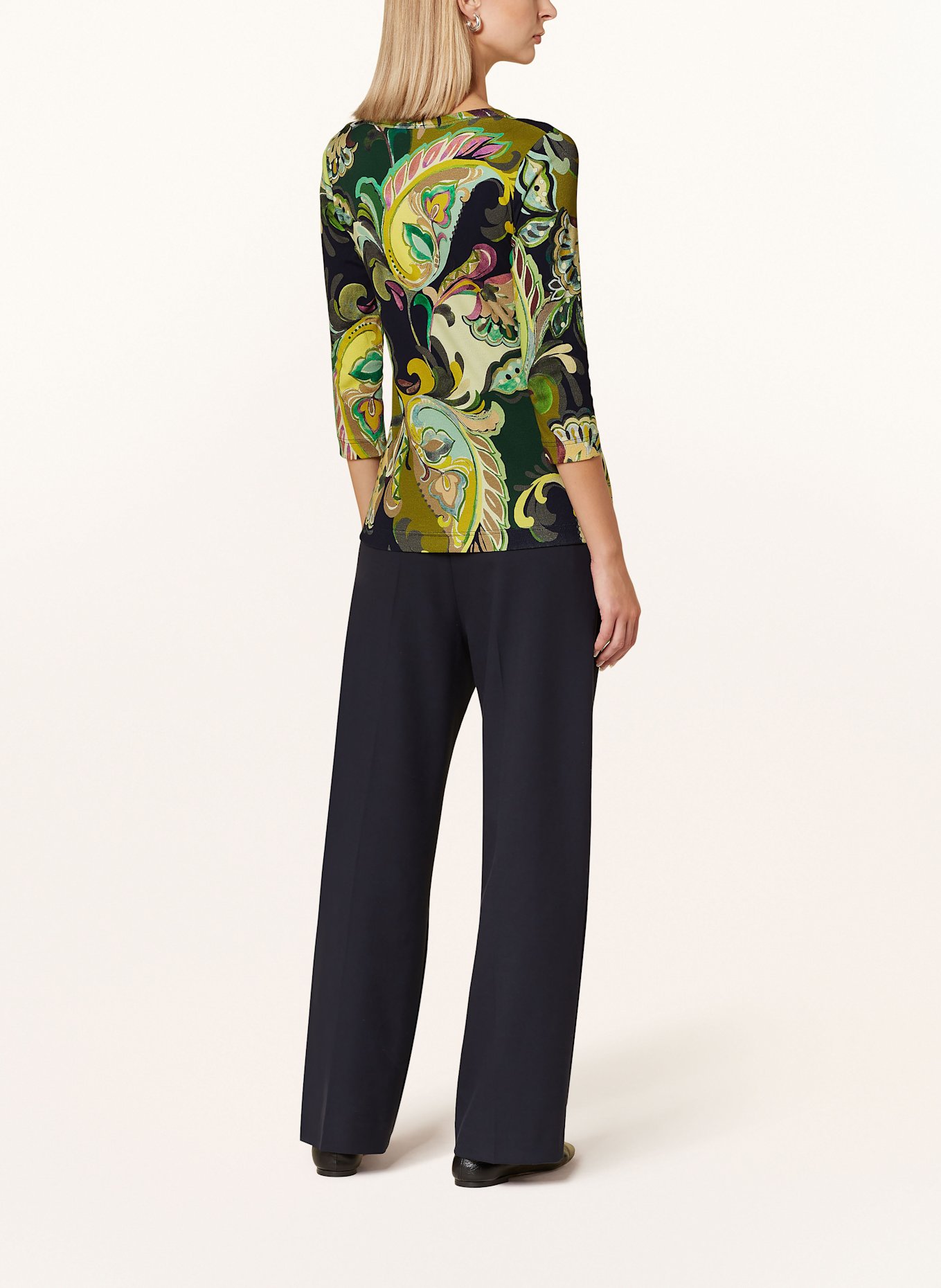 efixelle Shirt with 3/4 sleeves: OLIVE / KHAKI / DARK BLUE