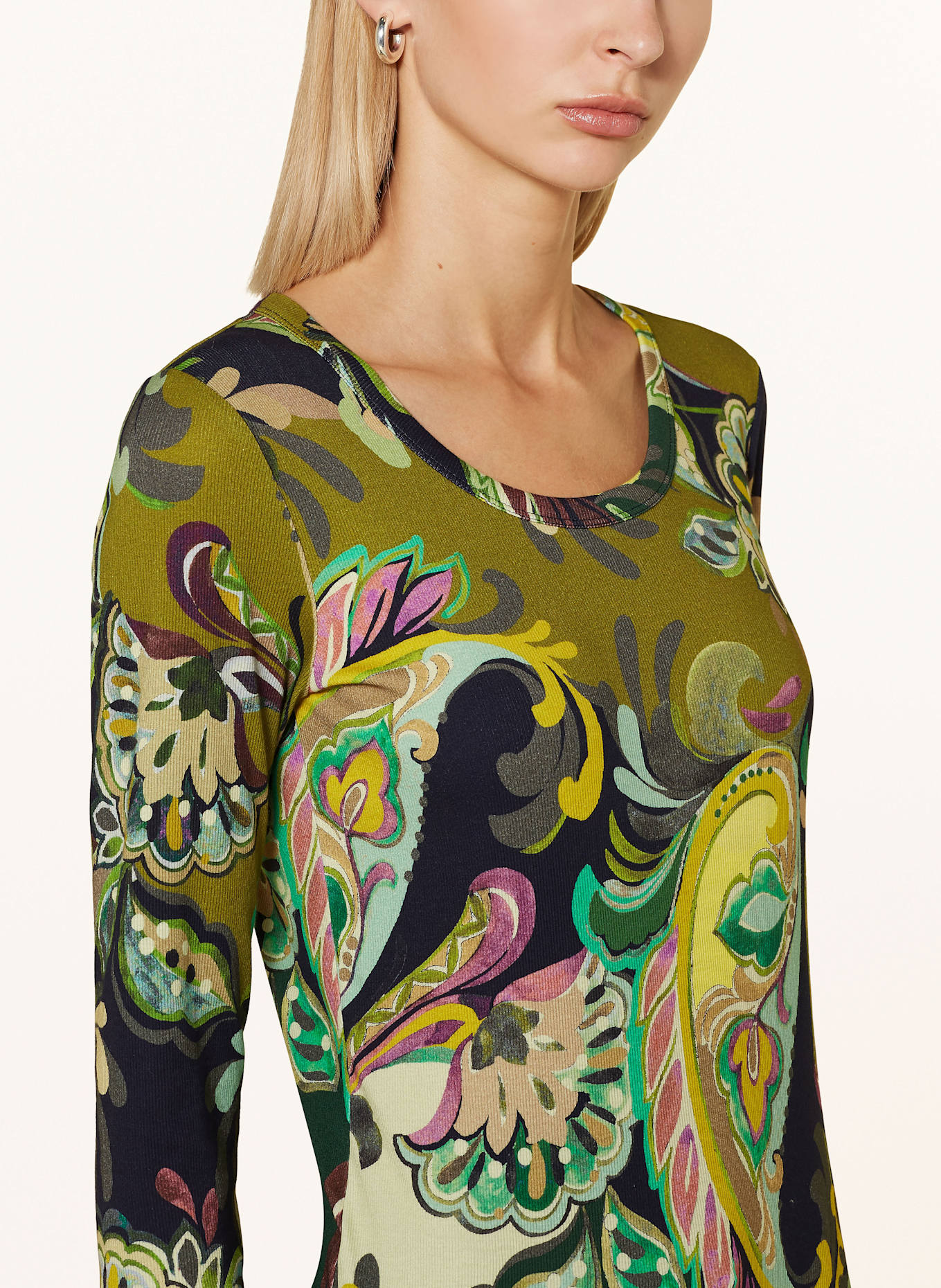 efixelle Shirt with 3/4 sleeves: OLIVE / KHAKI / DARK BLUE