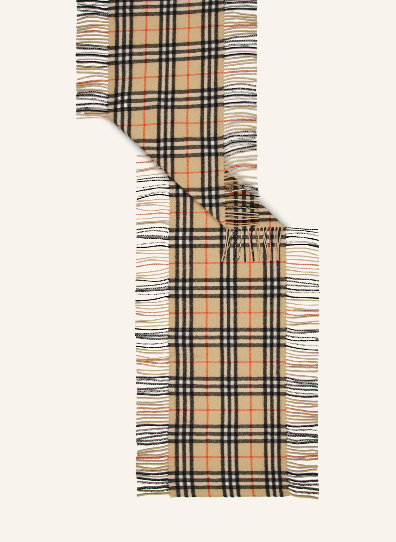 BURBERRY Cashmere-Schal: BEIGE / SCHWARZ / ORANGE