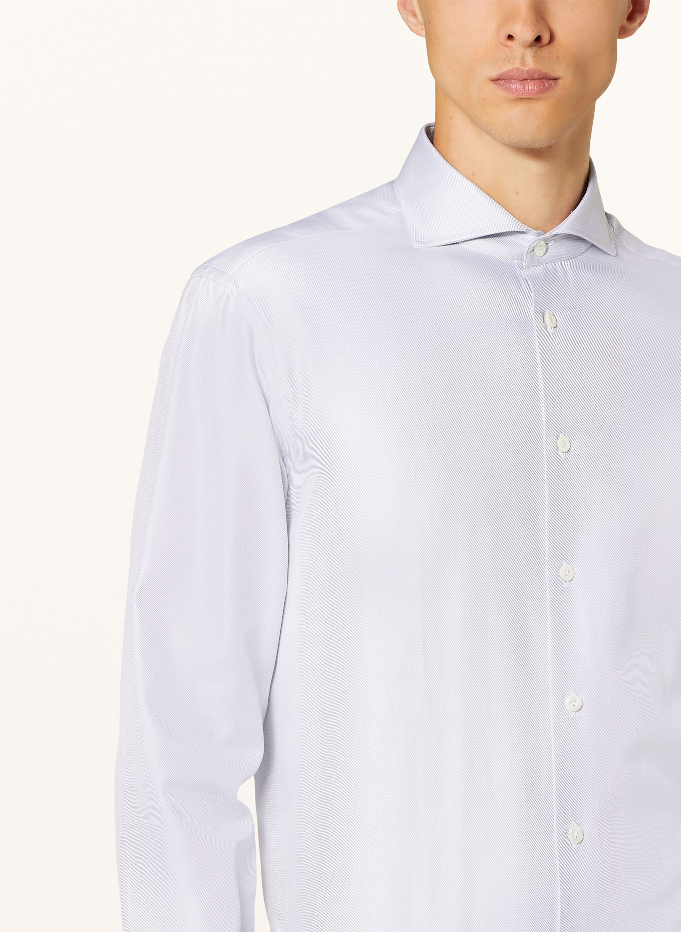 van Laack Shirt PLAIN TWILL CITY Tailored Fit, Color: LIGHT GRAY (Image 4)