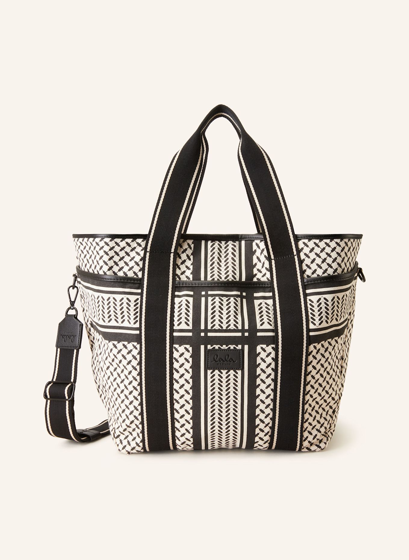 Lala Berlin Shopper MERGE in schwarz/ weiss