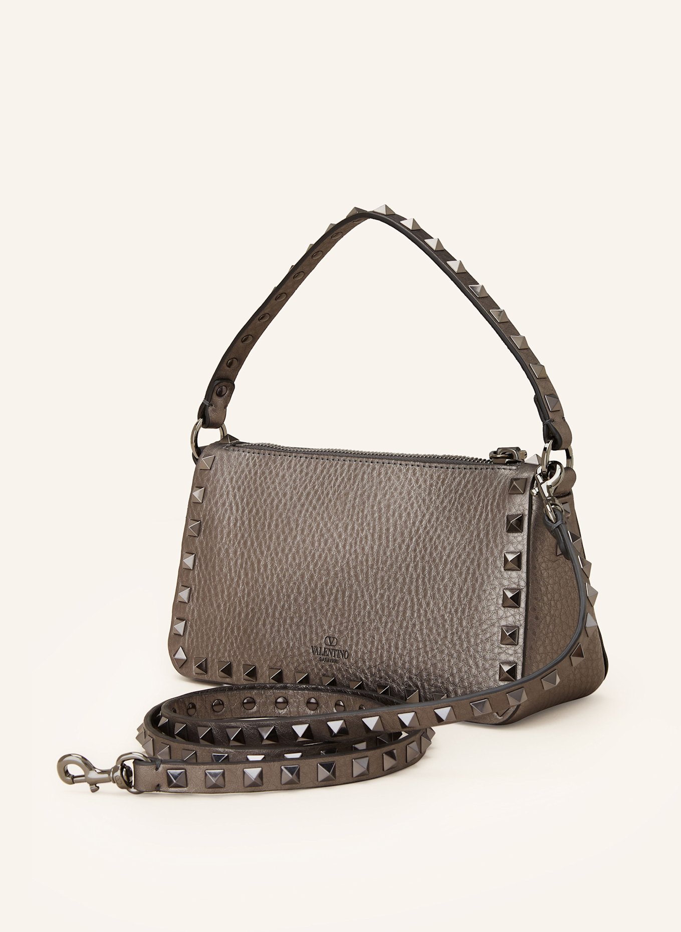 VALENTINO GARAVANI Shoulder bag ROCKSTUD SMALL with rivets in gray