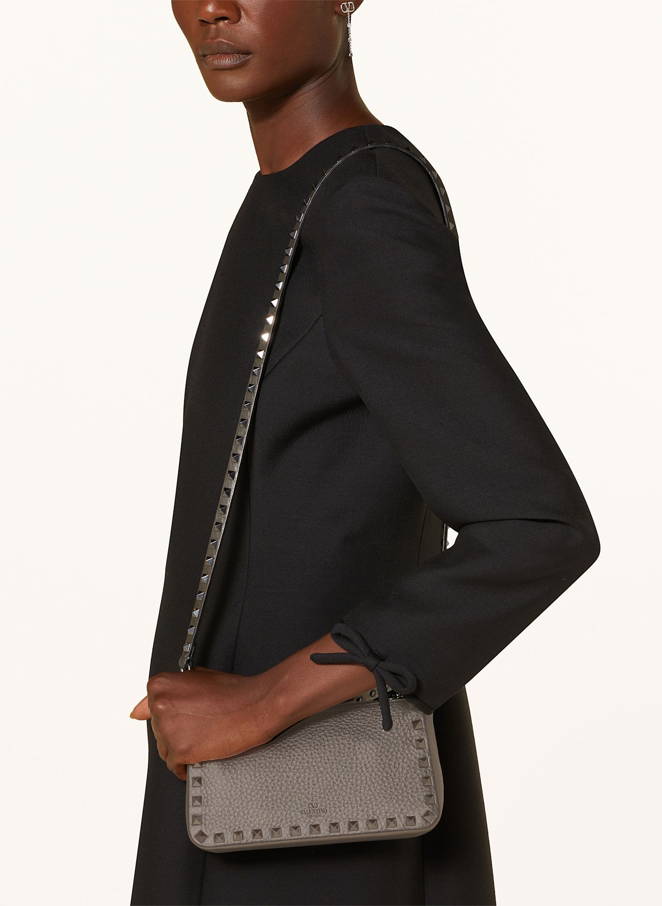 VALENTINO GARAVANI Shoulder bag ROCKSTUD SMALL with rivets in gray