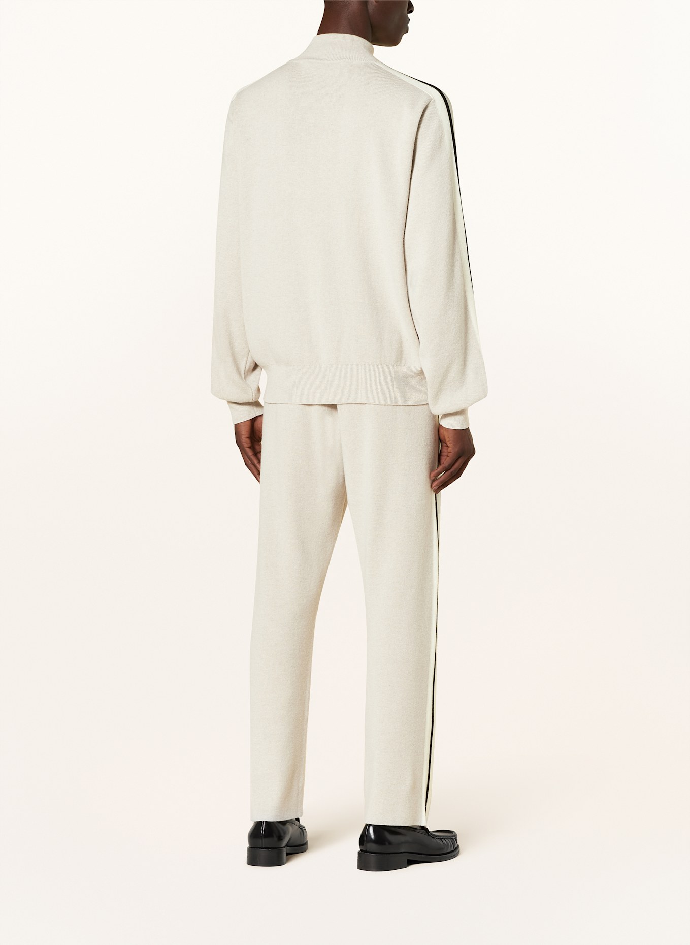 Palm Angels Kurtka z dzianiny z lampasami: KREMOWY / ECRU / CZARNY