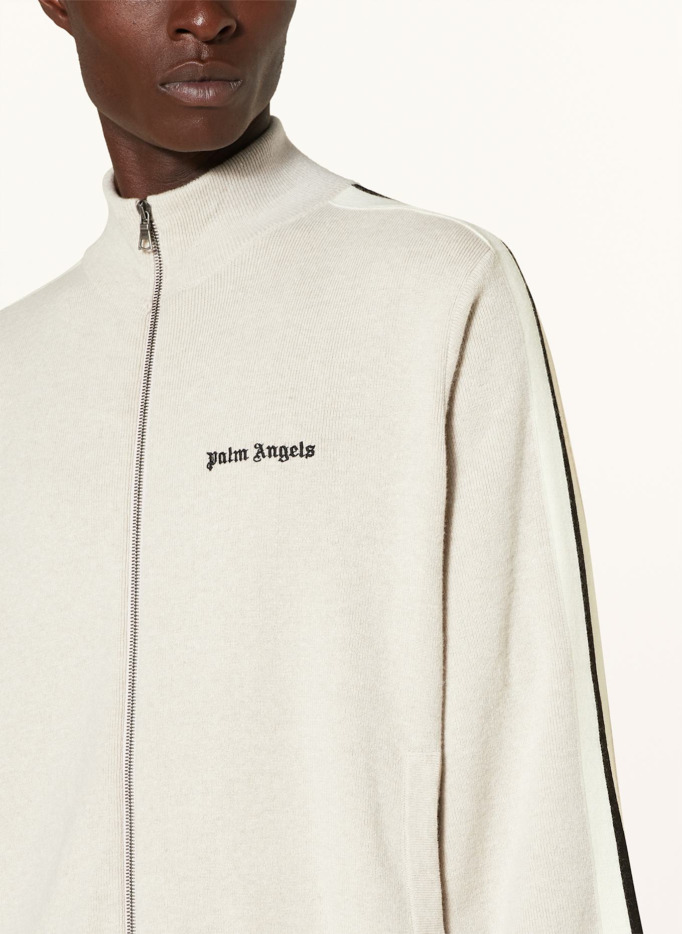 Palm Angels Kurtka z dzianiny z lampasami: KREMOWY / ECRU / CZARNY