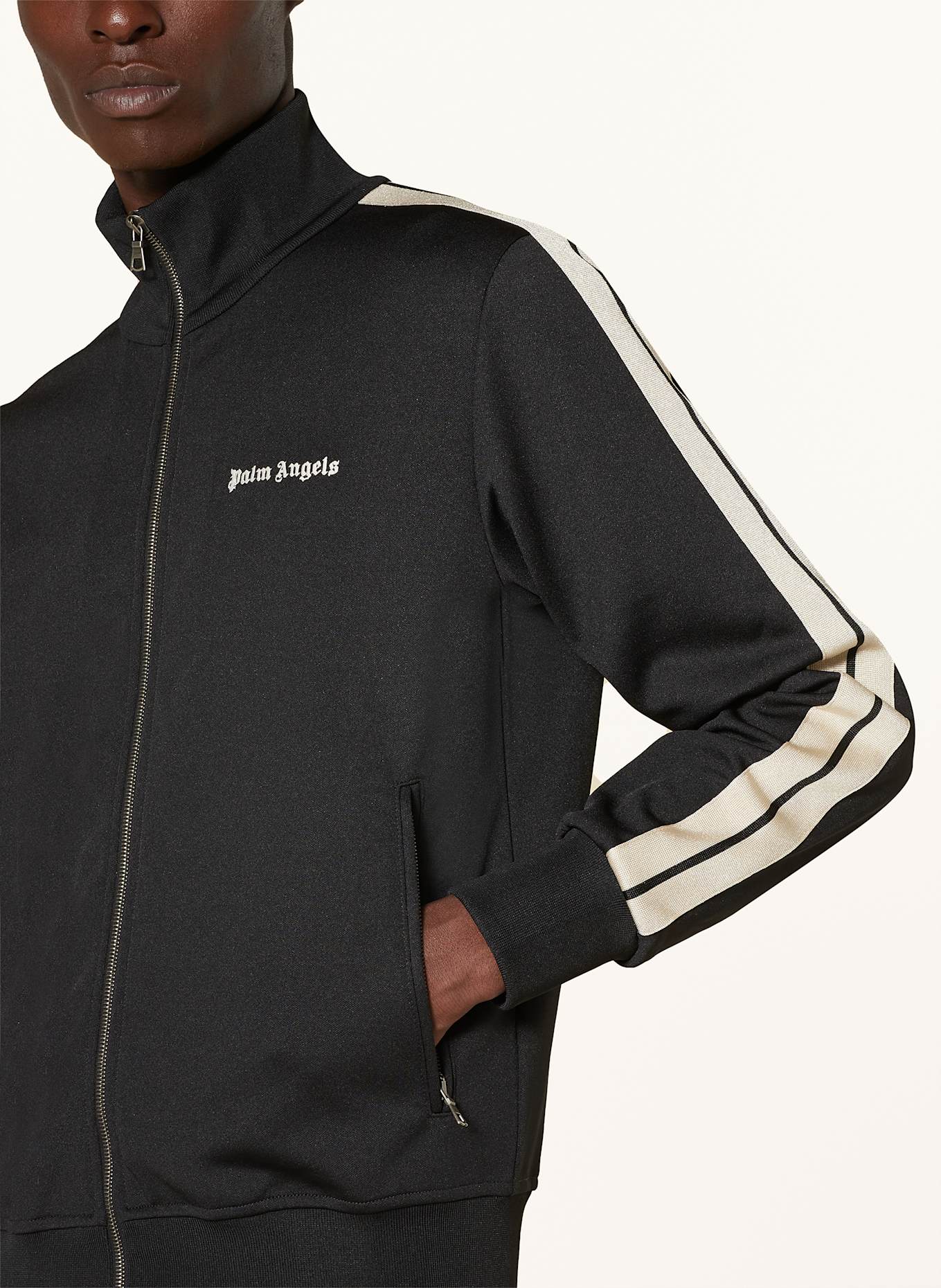 Palm Angels Bluza rozpinana z lampasami: CZARNY/ KREMOWY