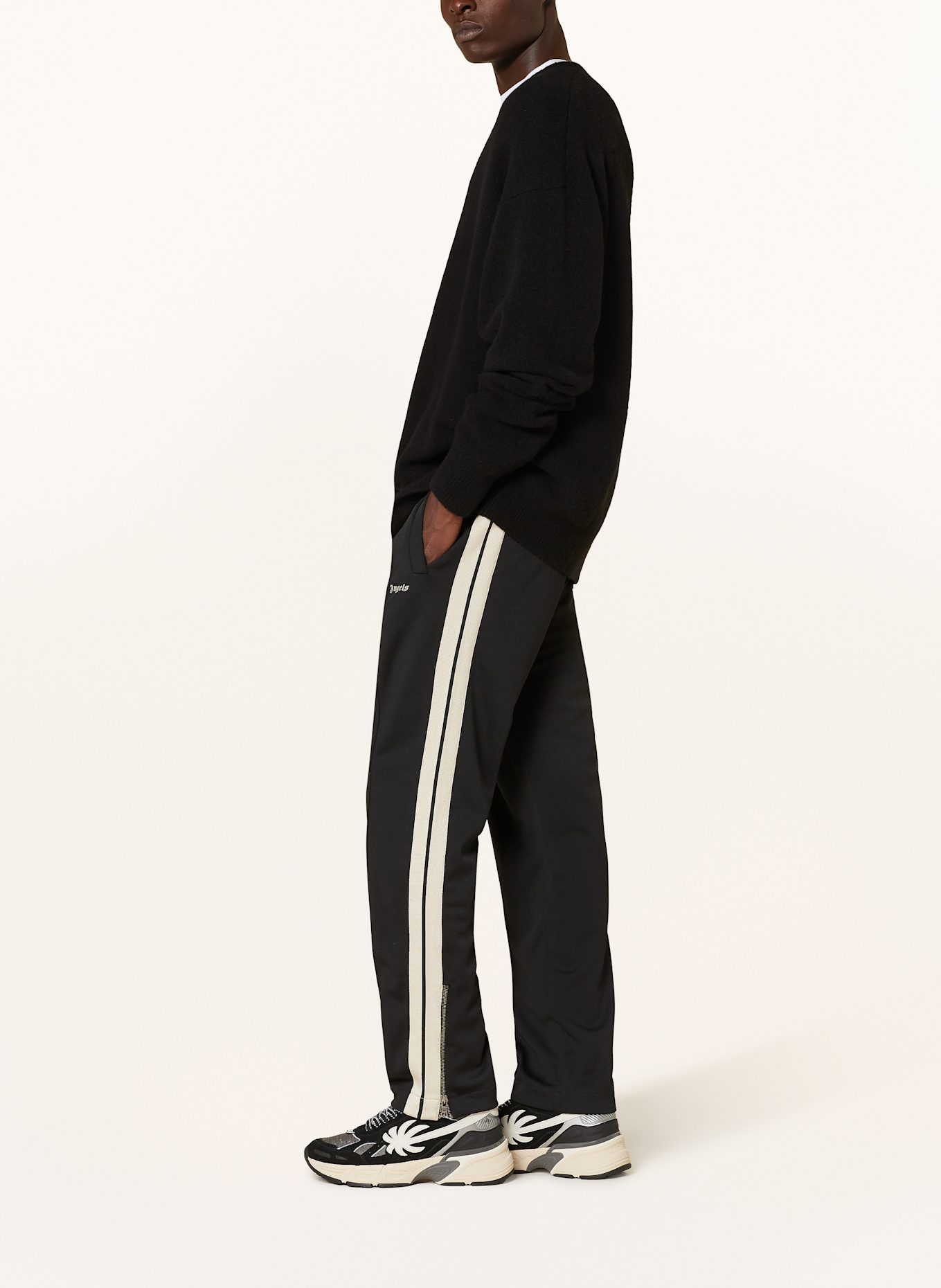 Palm Angels Track pants with tuxedo stripes, Color: BLACK/ CREAM (Image 4)