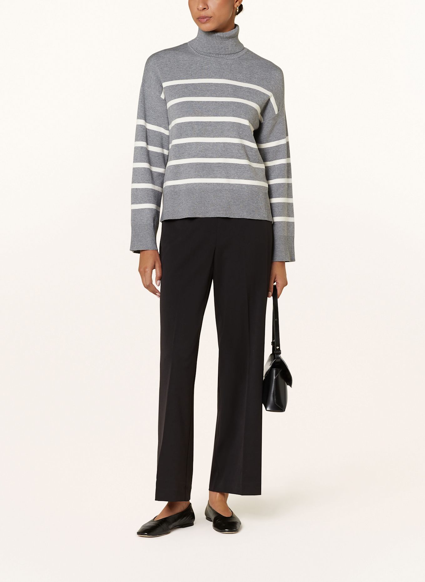 SELECTED Femme Rollkragenpullover: GRAU / WEISS