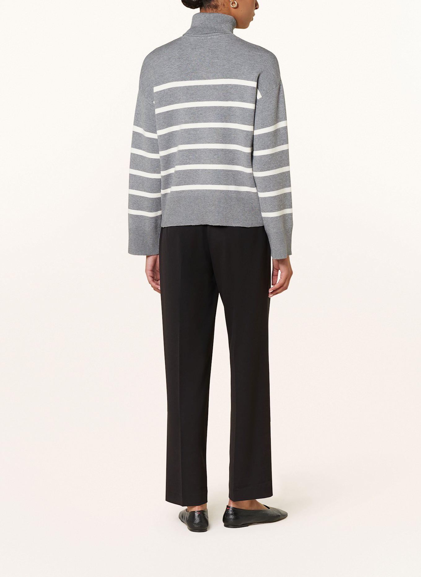 SELECTED Femme Rollkragenpullover: GRAU / WEISS