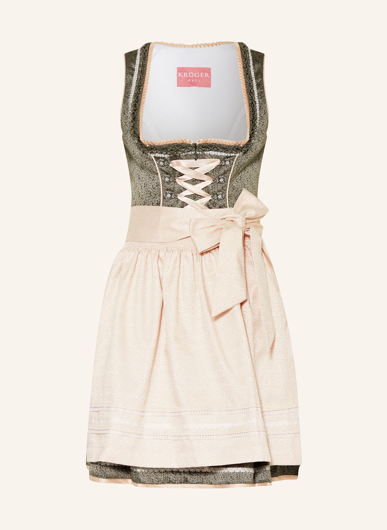 KRÜGER Dirndl ELOWEN: OLIV / HELLORANGE