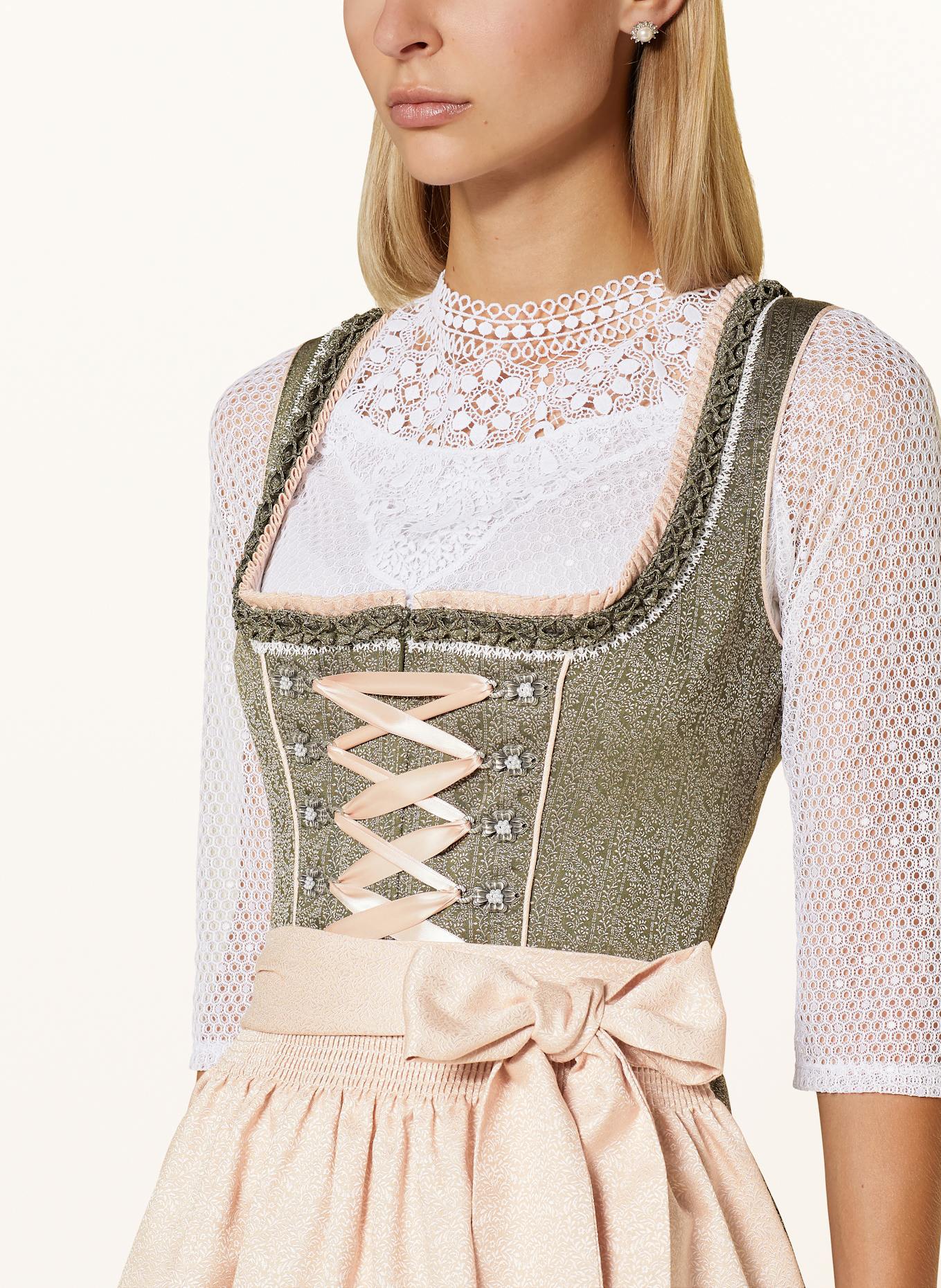 KRÜGER Dirndl ELOWEN: OLIV / HELLORANGE