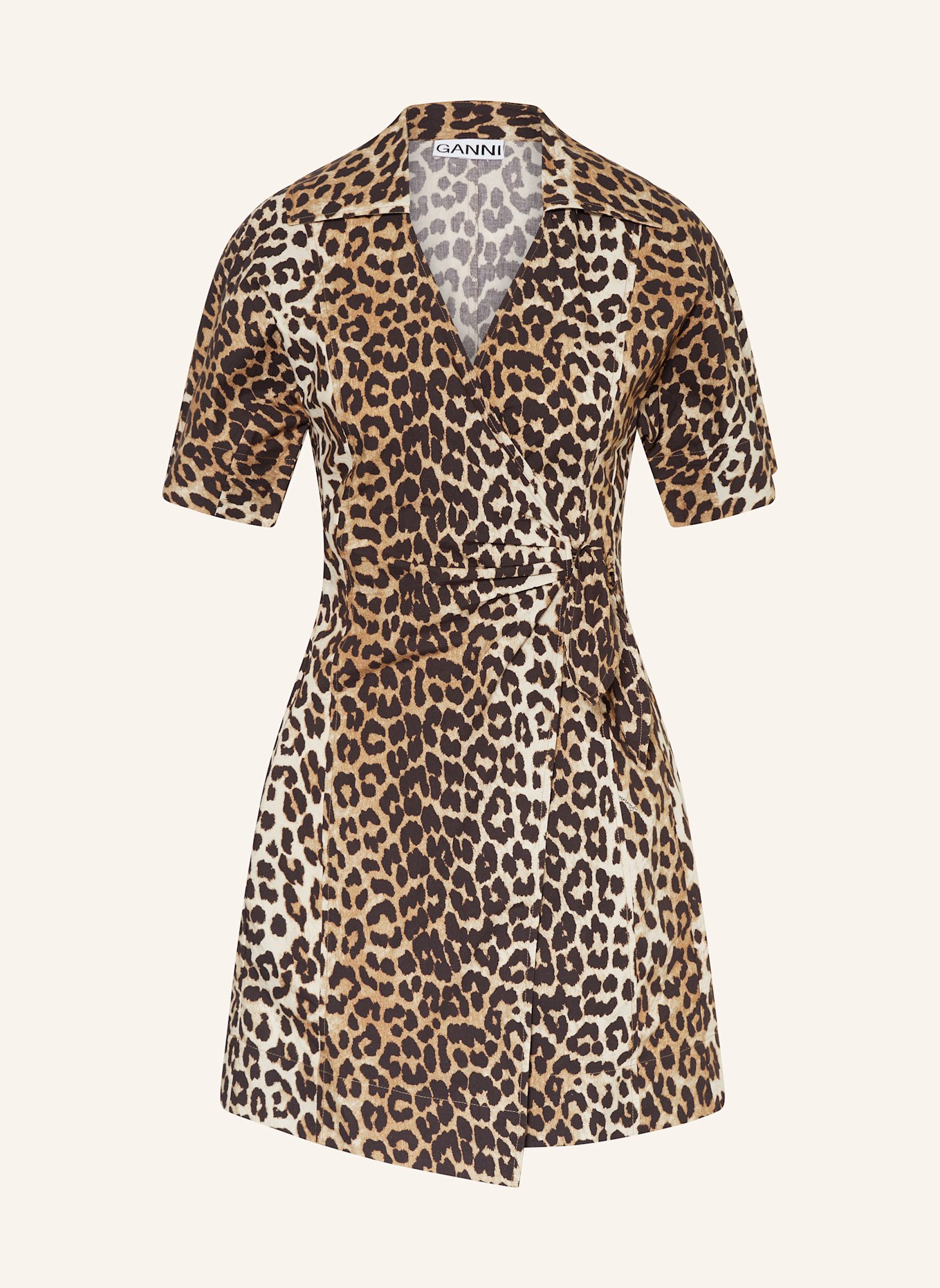 GANNI Sukienka kopertowa: BRĄZOWY / JASNOBRĄZOWY / CZARNY