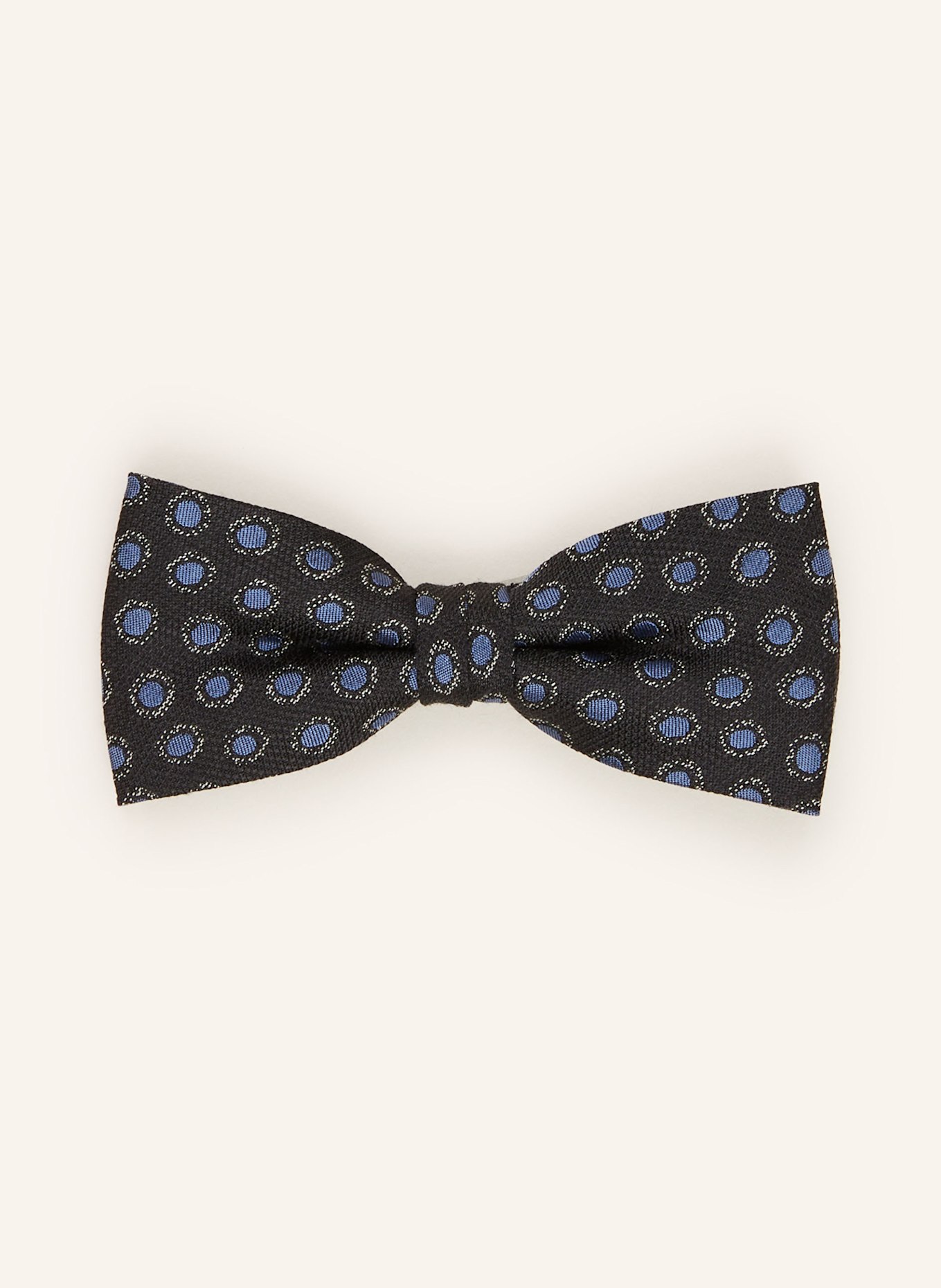 MONTI Ensemble : nœud papillon et pochette en soie: NOIR / BLEU