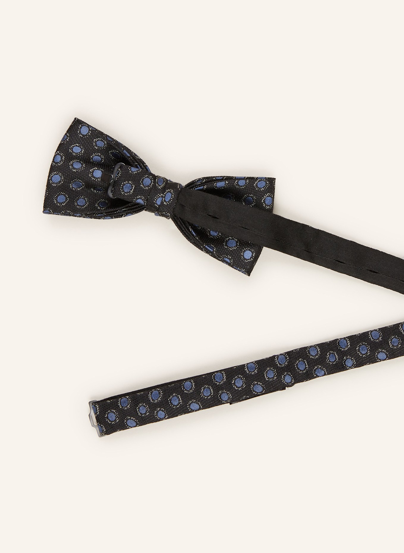 MONTI Ensemble : nœud papillon et pochette en soie: NOIR / BLEU