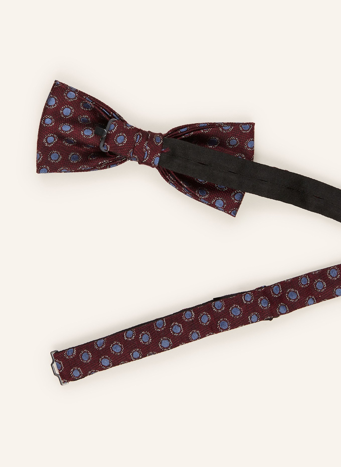 MONTI Ensemble : nœud papillon et pochette en soie: ROUGE FONCÉ / BLEU / BLEU CLAIR