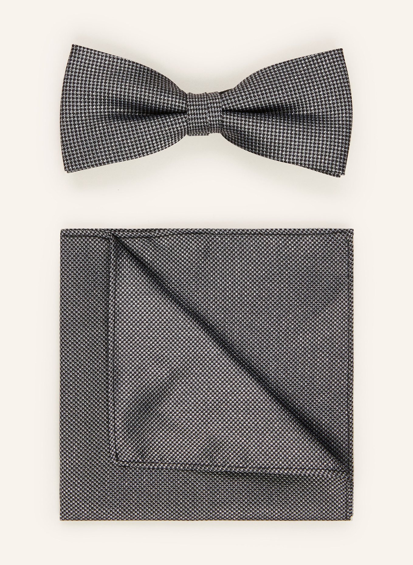 MONTI Zestaw: Mucha i poszetka z jedwabiu: CZARNY