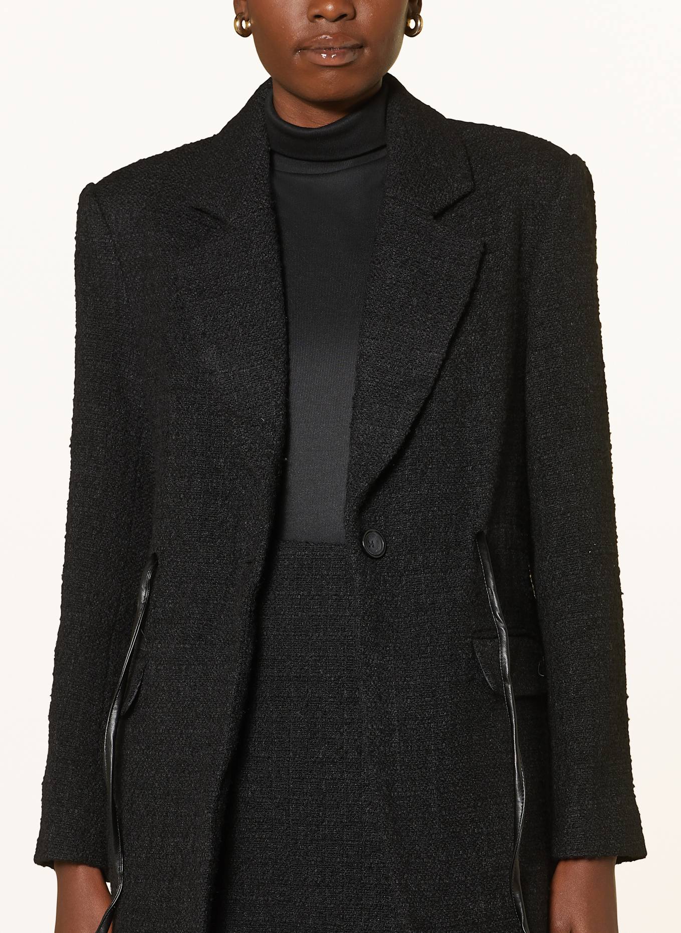 MALINA ELODIE bouclé blazer, Color: BLACK (Image 4)