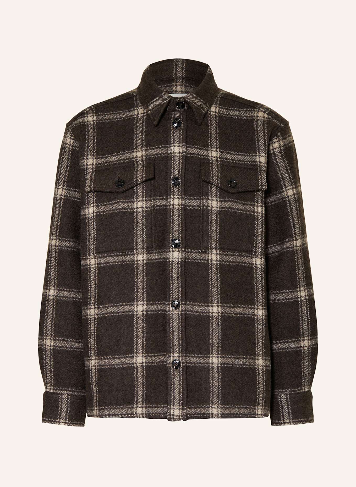 AMI PARIS Overjacket: DUNKELBRAUN / HELLGRAU